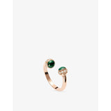 Possession 18ct Rose-Gold, Malachite And 0.21ct Brilliant-Cut Ring - 53mm