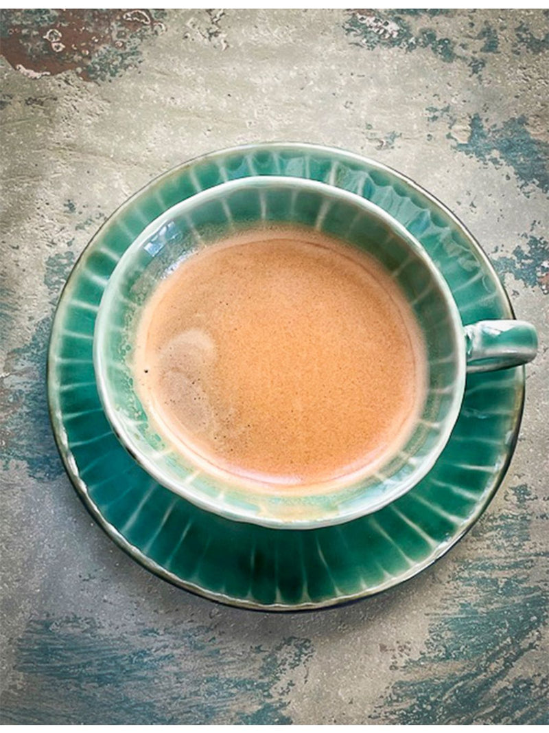 Serax Lanza stoneware cappuccino saucer, imported from the UK