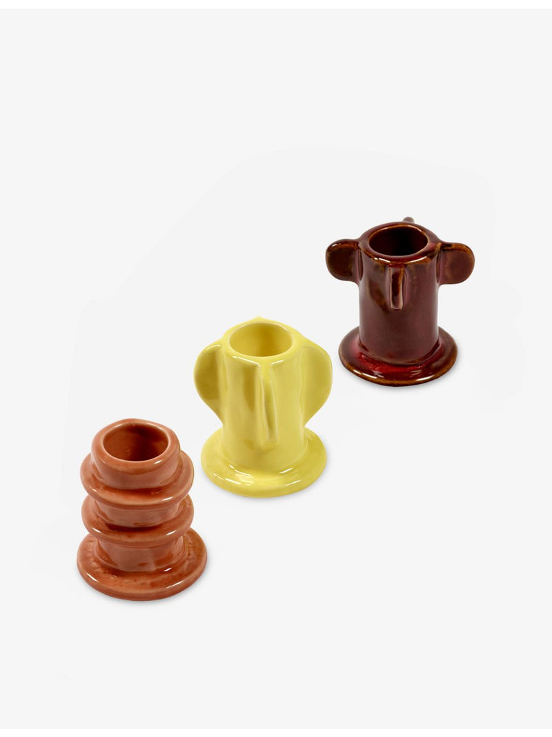 Serax Molly stoneware candle holders 6.5cm set of three, UK version