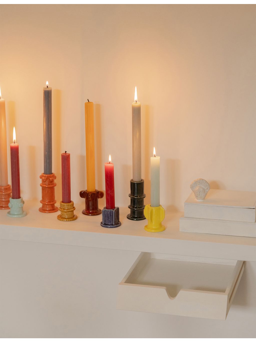 Serax Molly stoneware candle holders 6.5cm set of three, UK version