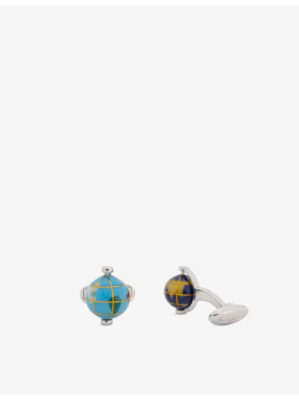 Paul Smith Spinning Globe cufflinks in copper and zinc, UK version