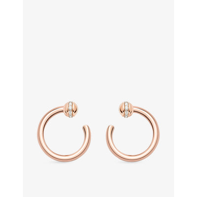selfridges Piaget Possession 18ct Rose Gold and 0.2ct Diamond Hoop Earrings- Buy online at McGrocer