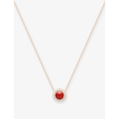 selfridges Piaget Possession 18ct Rose-Gold, Carnelian and 0.28ct Diamond Pendant Necklace- Buy online at McGrocer