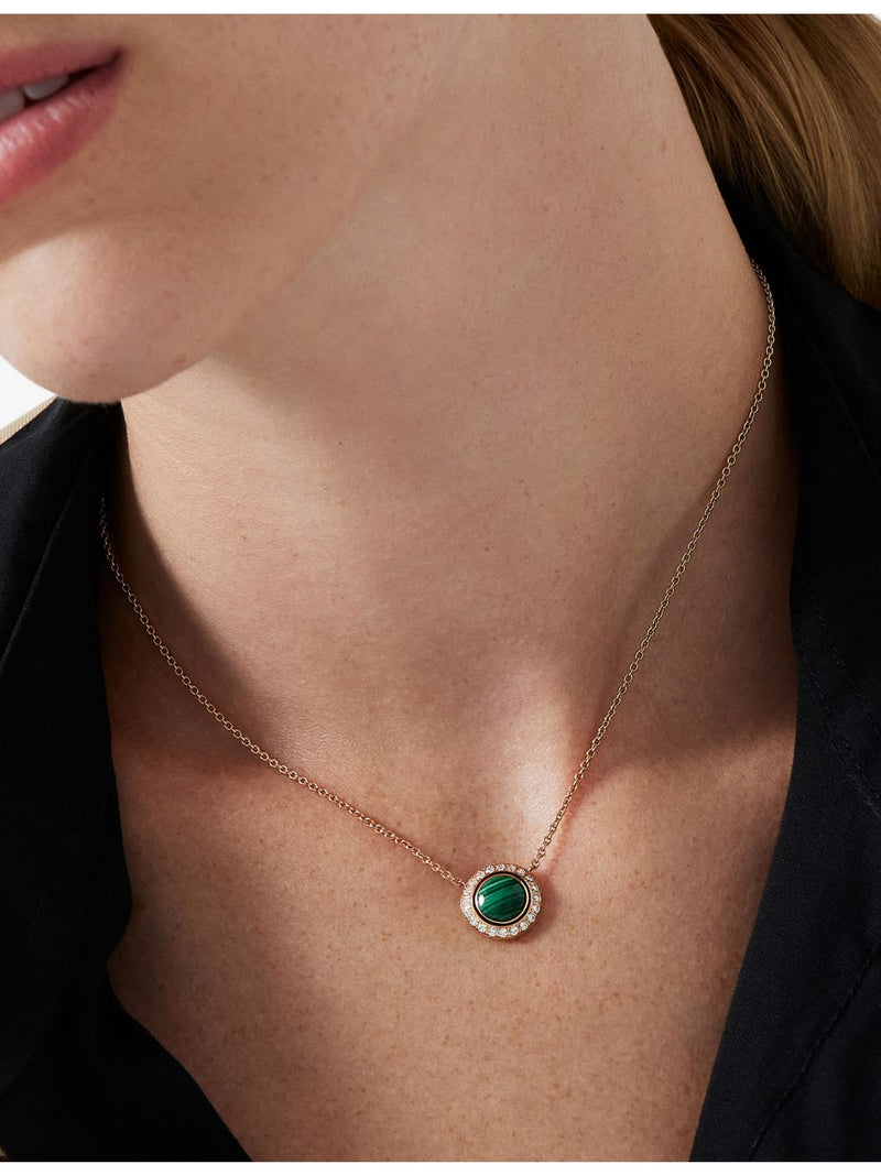 Piaget 18ct rose gold malachite diamond pendant necklace (British brand)