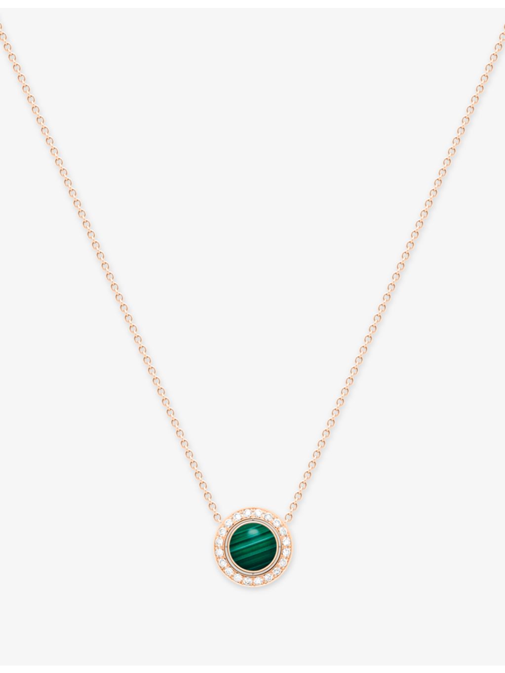 Piaget 18ct rose gold malachite diamond pendant necklace (British brand)