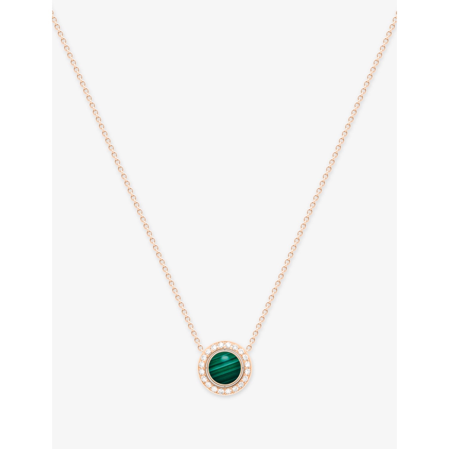 Piaget 18ct rose gold malachite diamond pendant necklace (British brand)