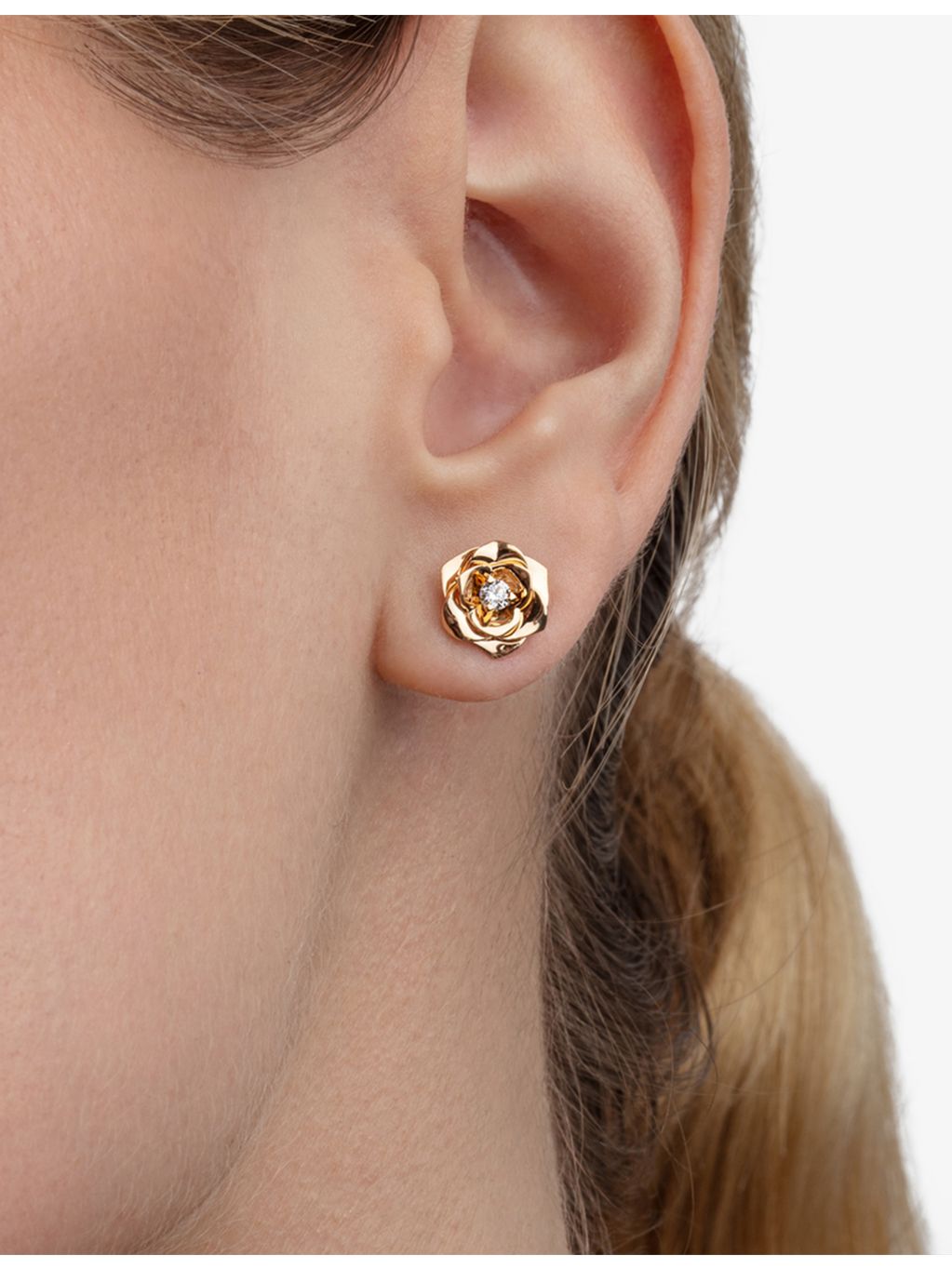 Piaget diamond stud earrings 18ct rose gold 0.12ct, imported from the UK
