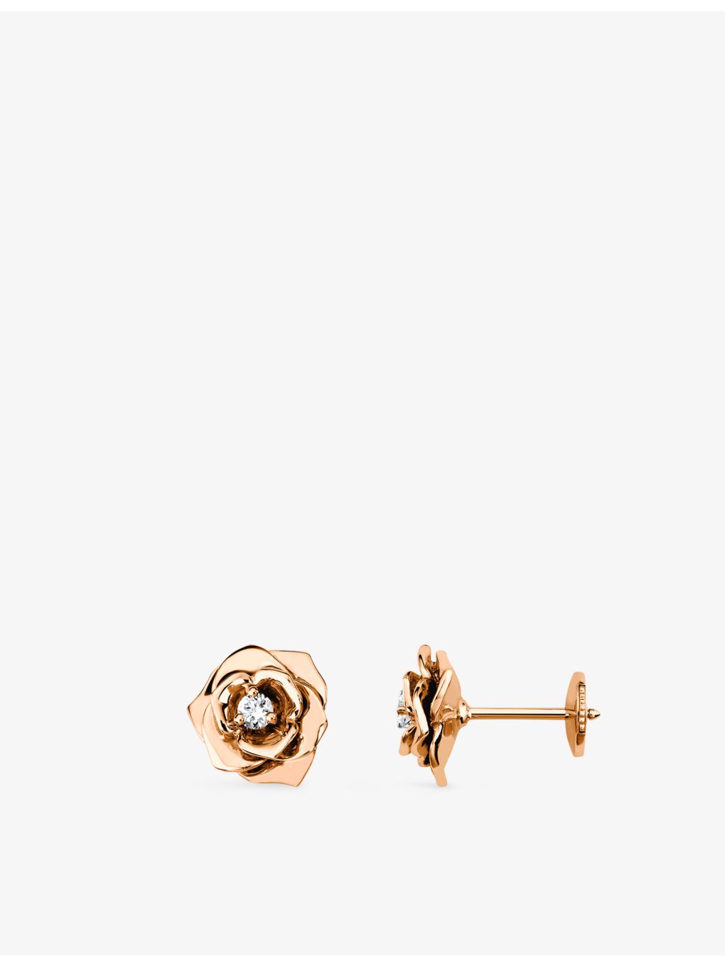 Piaget diamond stud earrings 18ct rose gold 0.12ct, imported from the UK