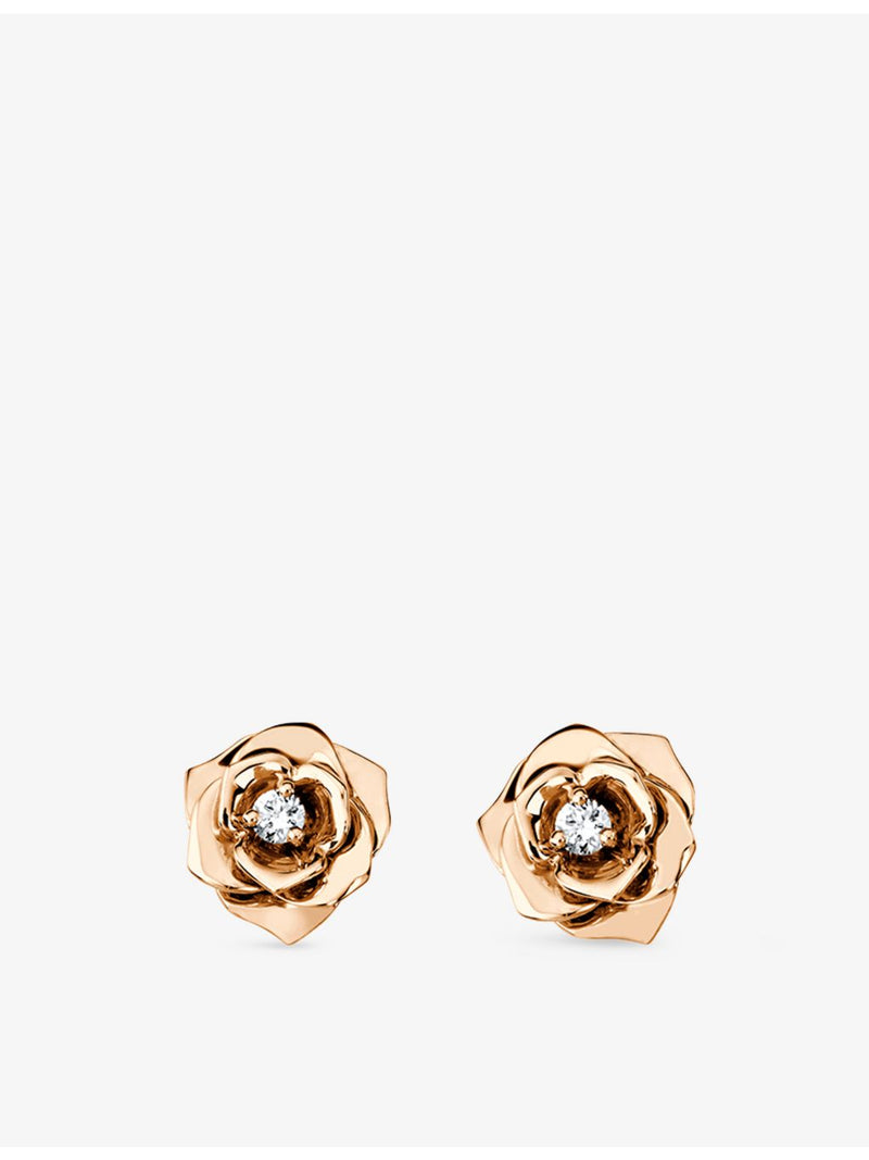Piaget diamond stud earrings 18ct rose gold 0.12ct, imported from the UK