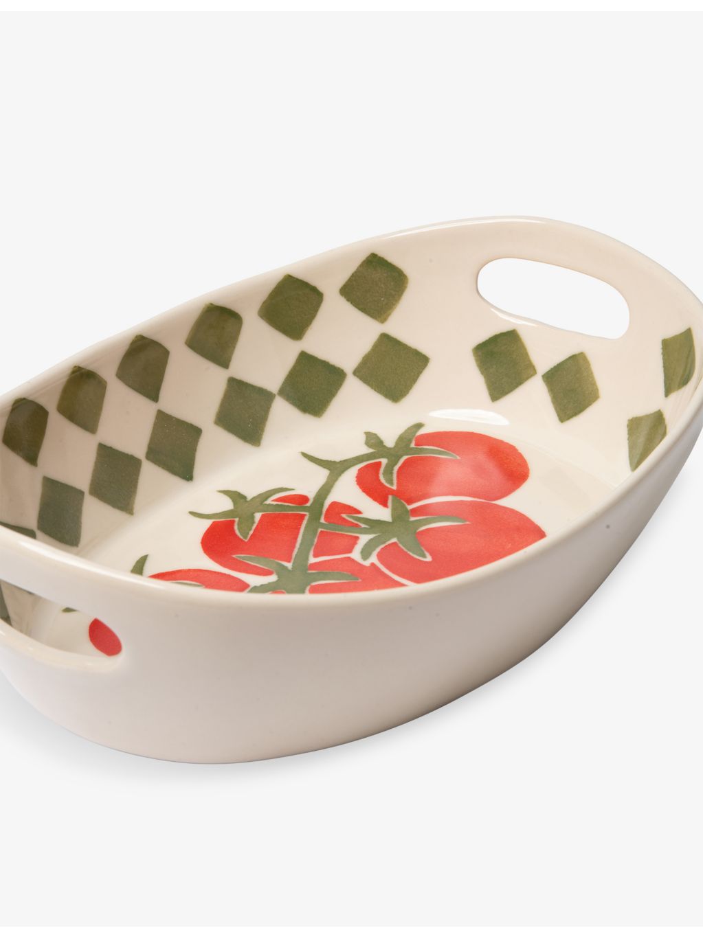 Damson Madder ceramic serving bowl with tomato print, UK version