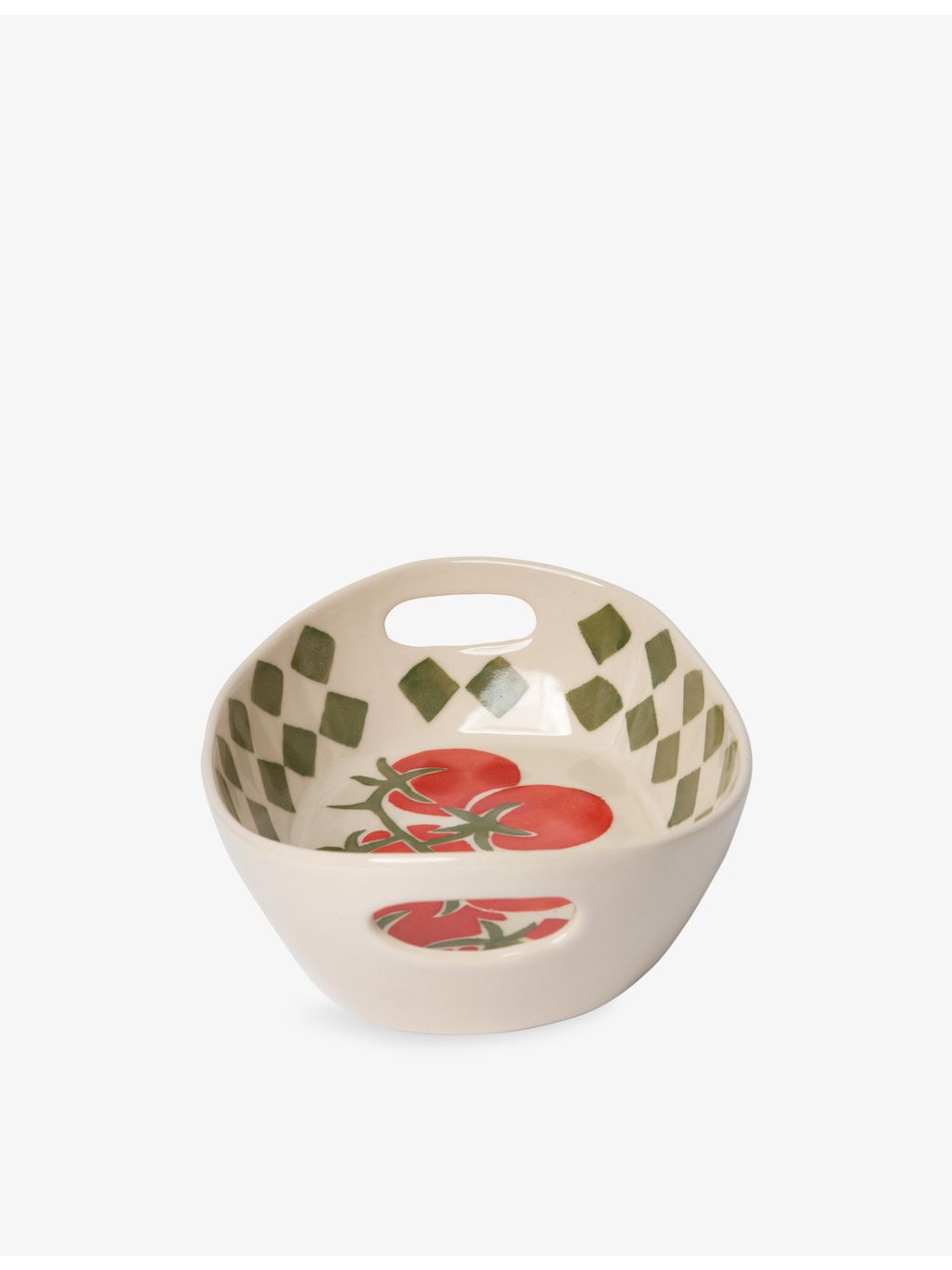 Damson Madder ceramic serving bowl with tomato print, UK version