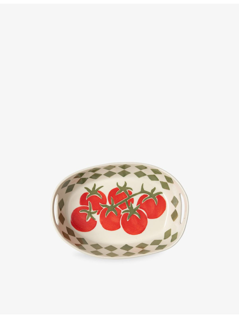 Damson Madder ceramic serving bowl with tomato print, UK version