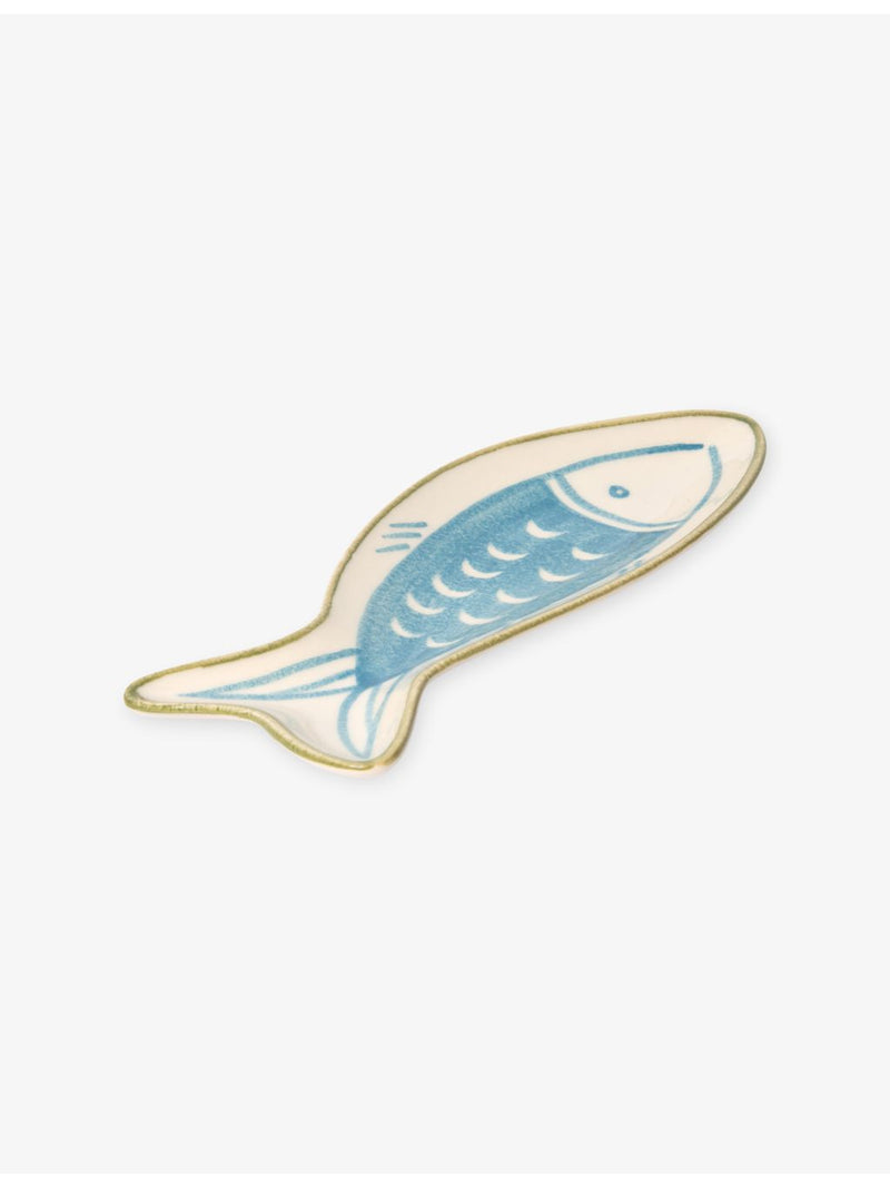 Damson Madder fish-shaped handpainted ceramic plate 25cm, UK version