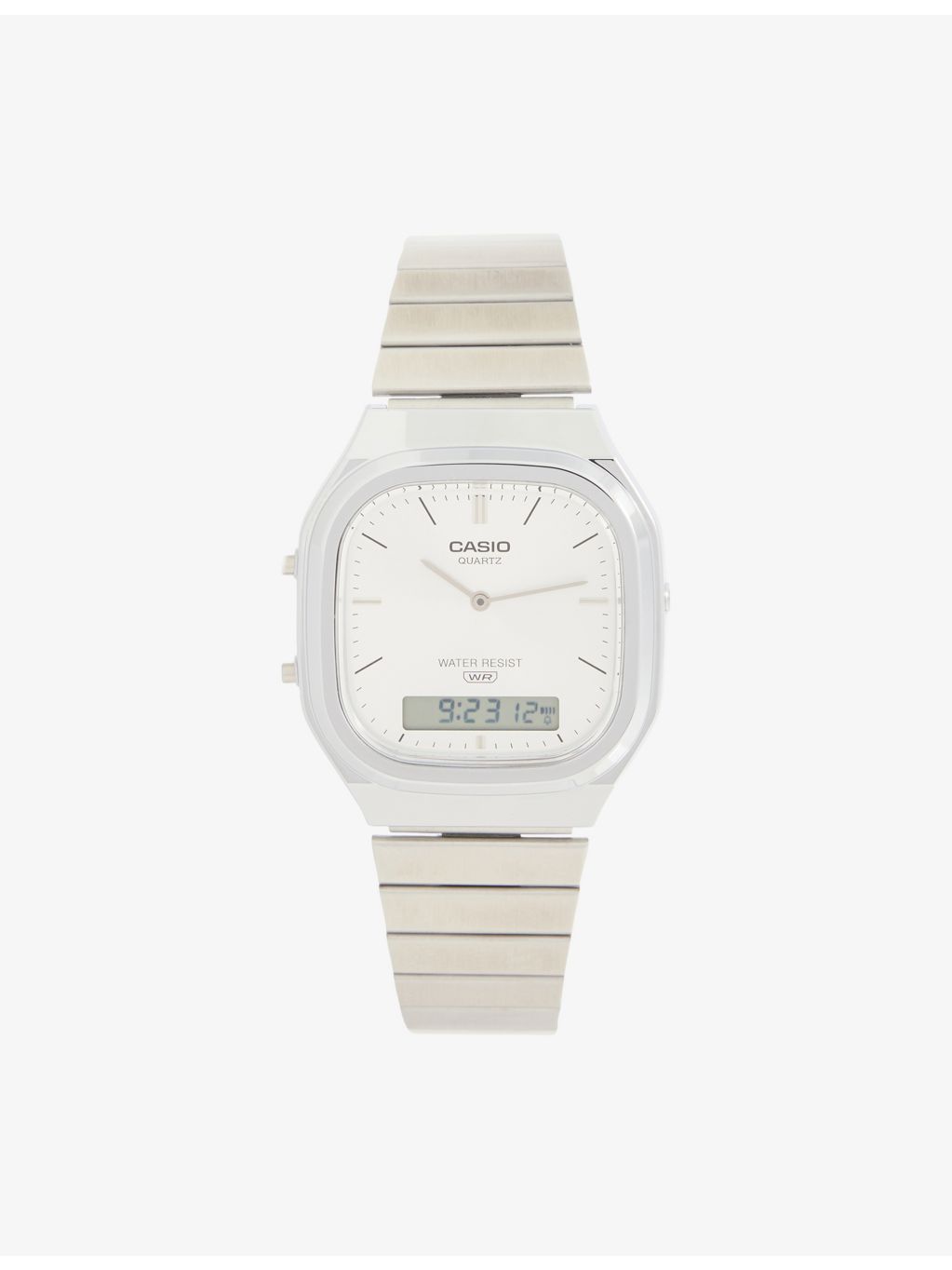 Casio vintage stainless steel quartz watch with silver dial (British brand)