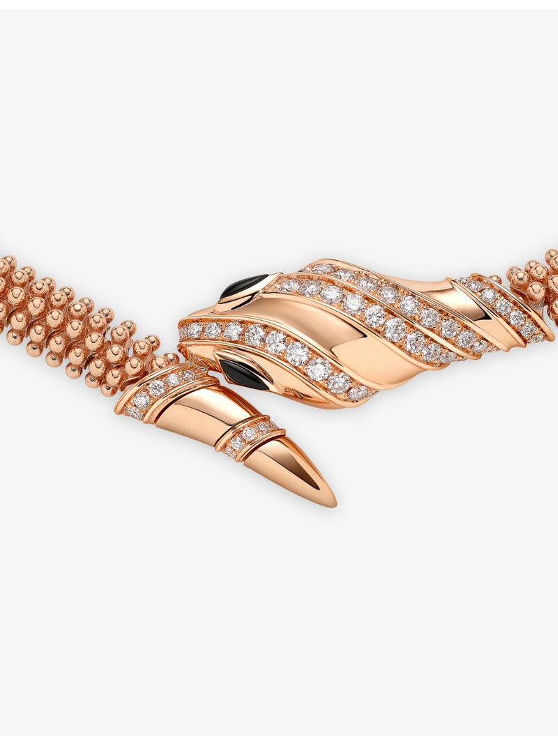 Bvlgari Serpenti diamond necklace 18ct rose gold 0.69ct (British brand)