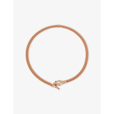 selfridges Bvlgari Serpenti 18ct Rose-Gold and 0.69ct Diamond Necklace- Buy online at McGrocer