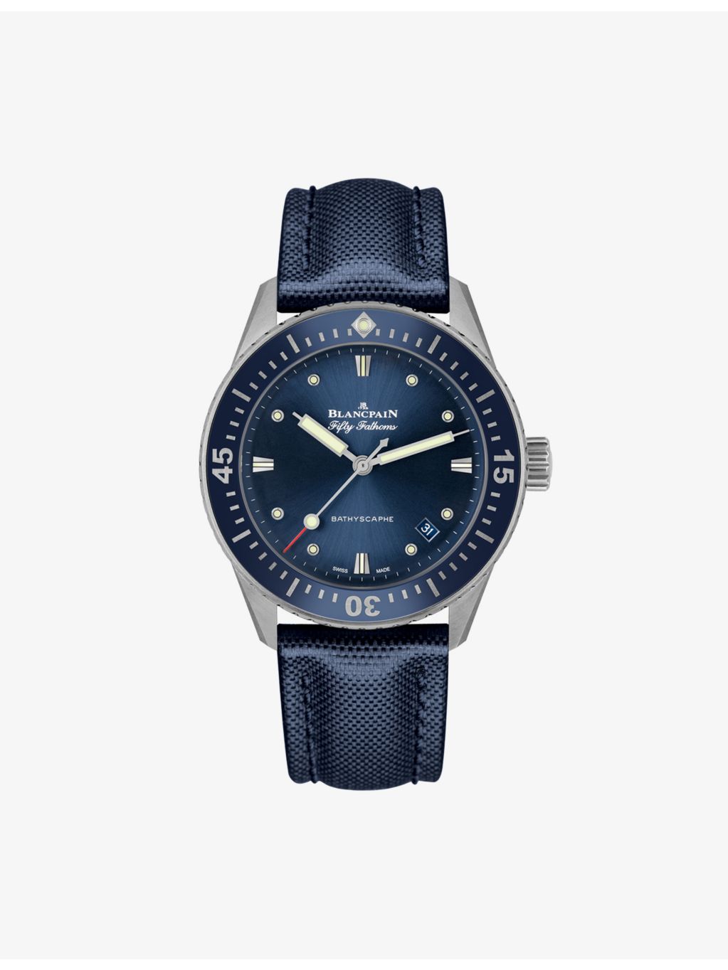 Blancpain Bathyscaphe steel automatic watch blue dial - British product