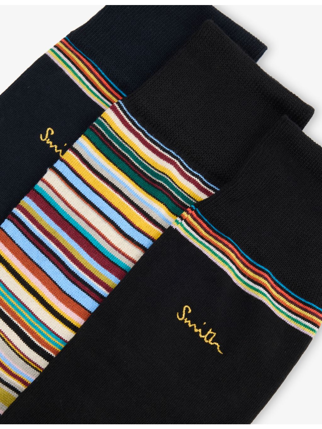 Paul Smith Signature Gold striped cotton-blend socks 3-pack, imported from the UK