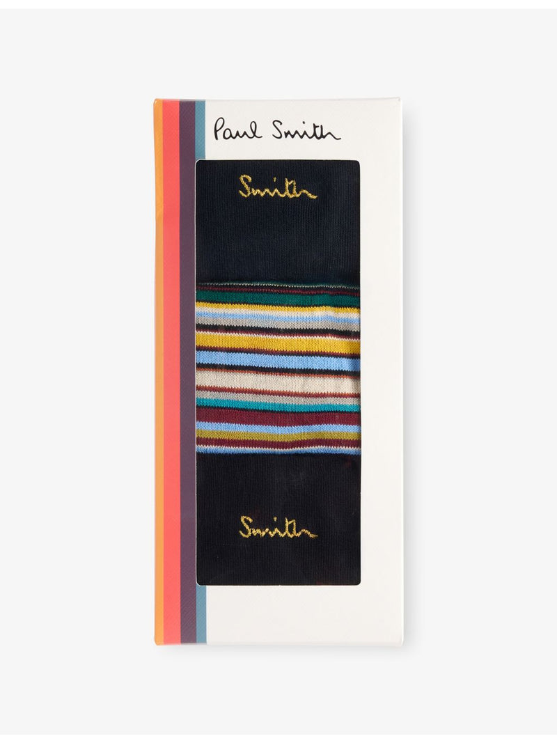 Paul Smith Signature Gold striped cotton-blend socks 3-pack, imported from the UK