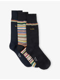 Paul Smith Signature Gold striped cotton-blend socks 3-pack, imported from the UK