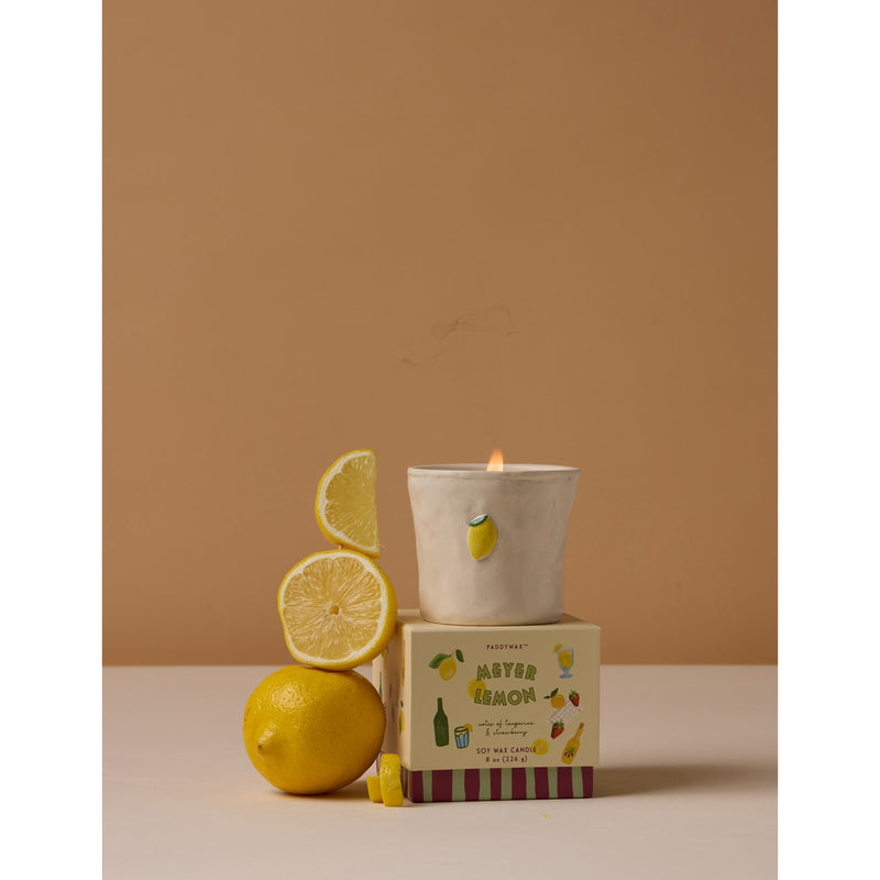 Paddywax Bistro Meyer Lemon ceramic scented candle 226g - British product