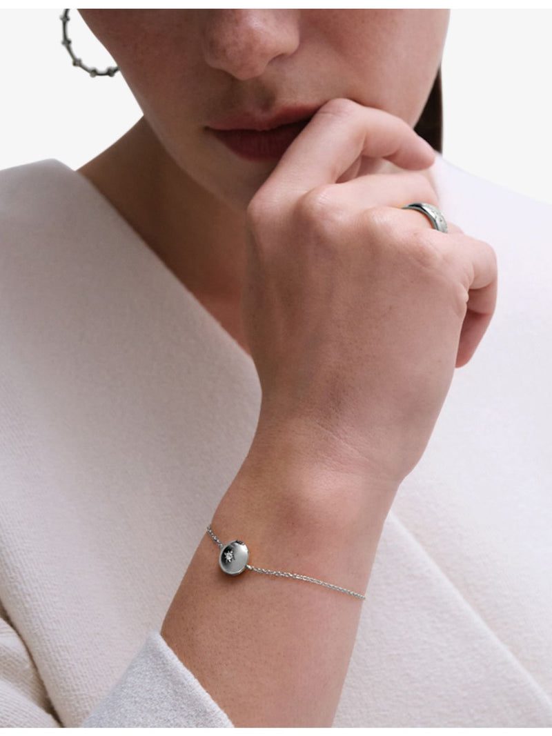 Astley Clarke sterling silver locket bracelet with white sapphire - British product