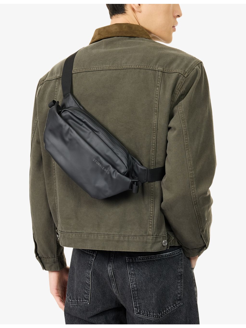 Stubble & Co woven crossbody bum bag 25cm, imported from the UK