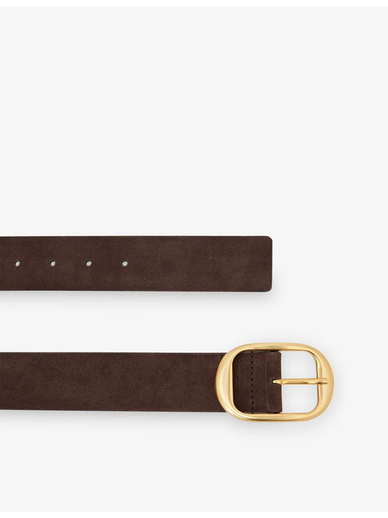 Reiss Athena suede belt with gold-toned oval buckle (British brand)