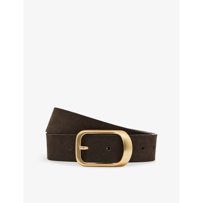 Reiss Evie Curved-Buckle Suede Belt