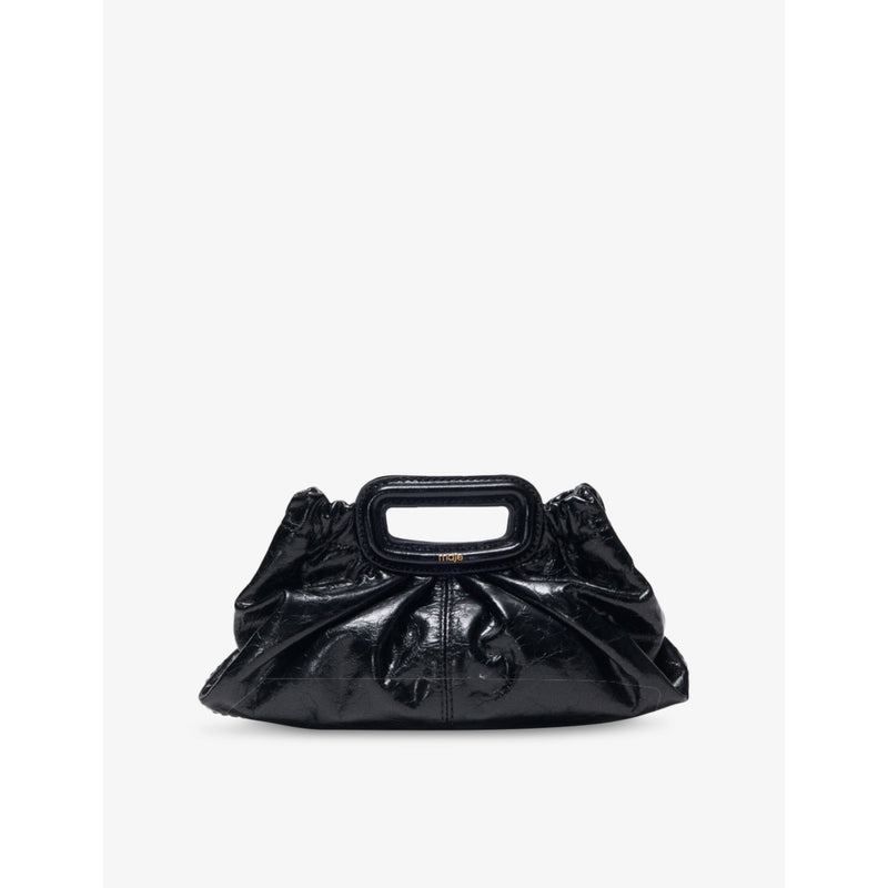 Maje Branded Textured Leather Clutch Bag