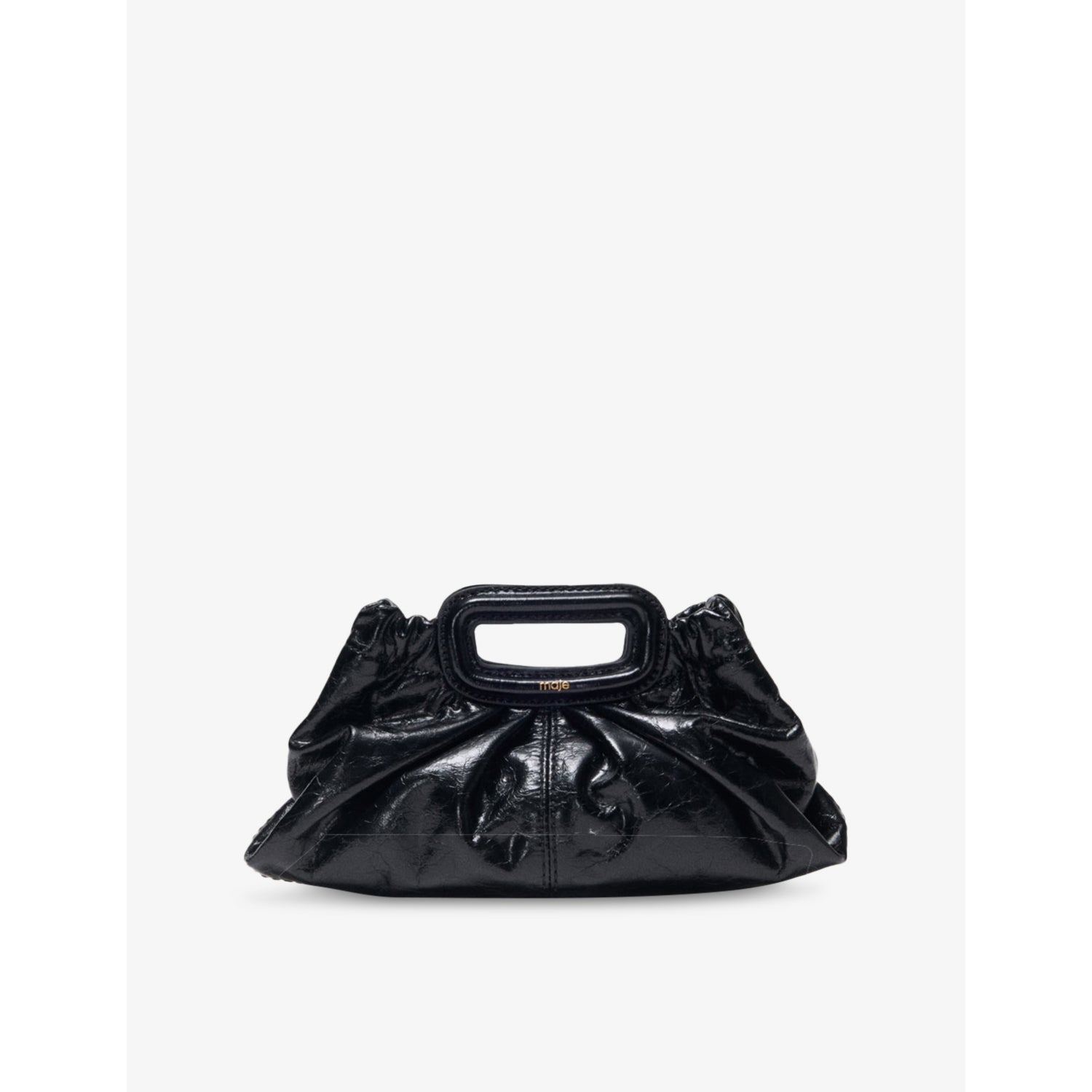 Maje Branded Textured Leather Clutch Bag