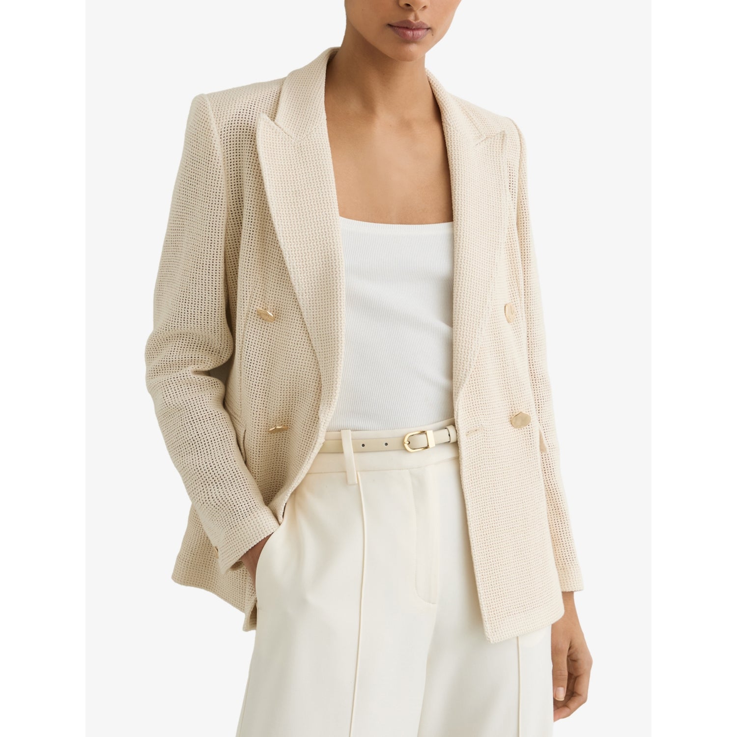 Reiss Mila Mini leather belt with gold-tone buckle (British brand)