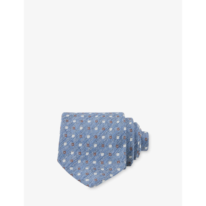 Reiss Salvatore Micro-Square Linen, Silk And Blend Tie
