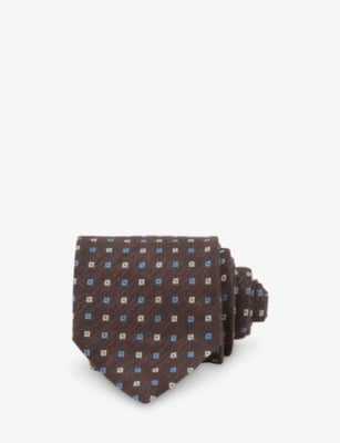 Reiss micro-square pattern linen silk blend tie (British brand)