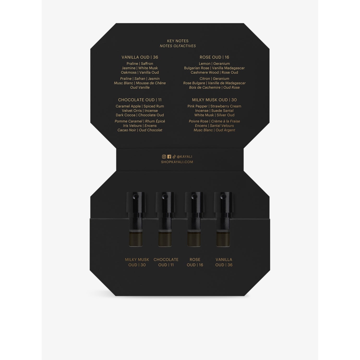 Kayali Oudgasm Discovery Layering Set perfumes 4x1.5ml, UK version