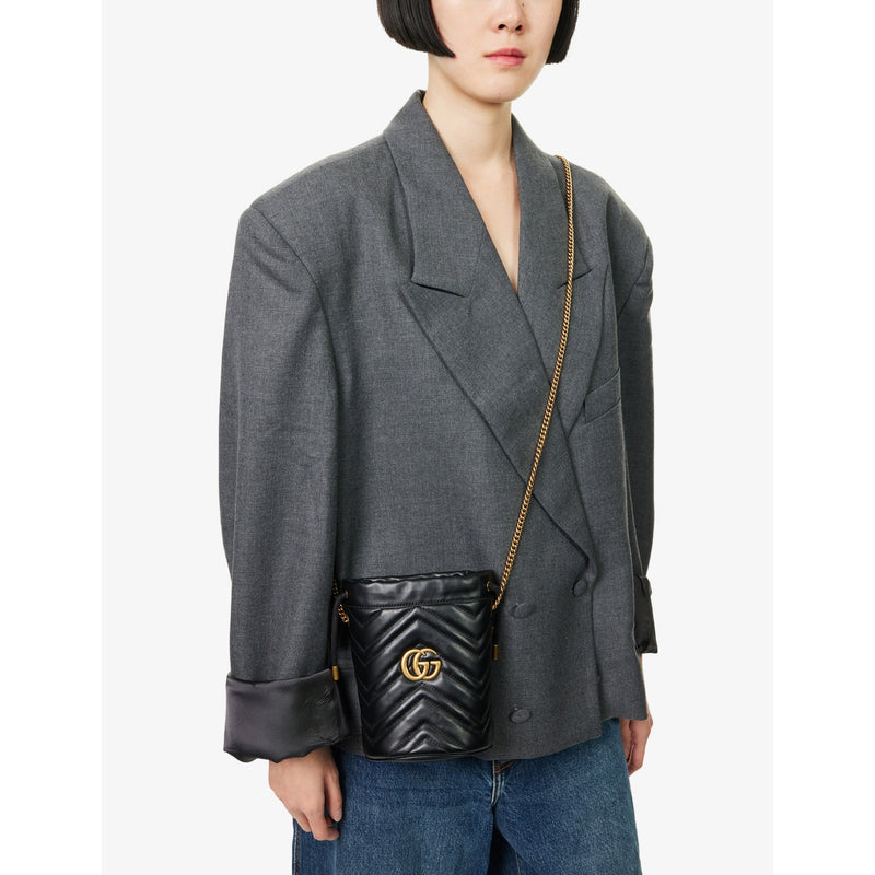 Gucci GG Marmont leather bucket bag, pre-loved (British brand)