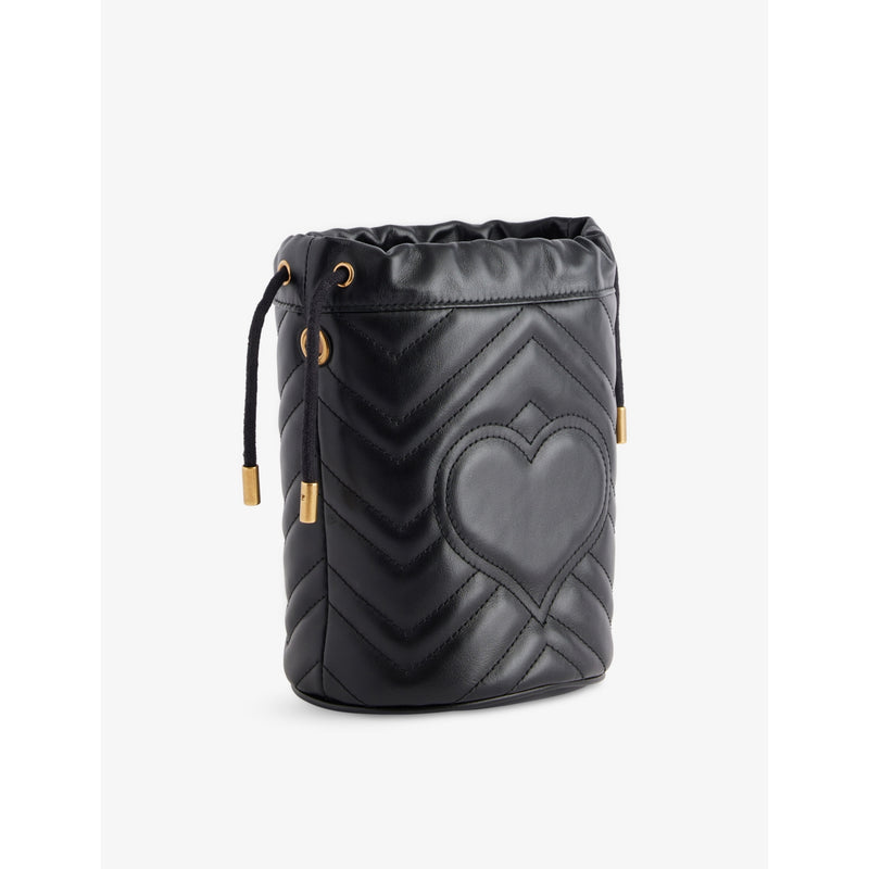 Gucci GG Marmont leather bucket bag, pre-loved (British brand)