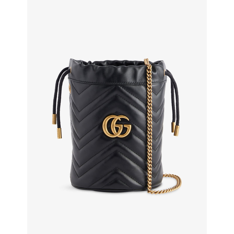 Gucci GG Marmont leather bucket bag, pre-loved (British brand)