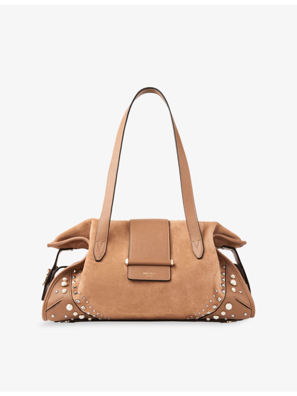 Jimmy Choo medium suede shoulder bag with stud embellishments, UK version