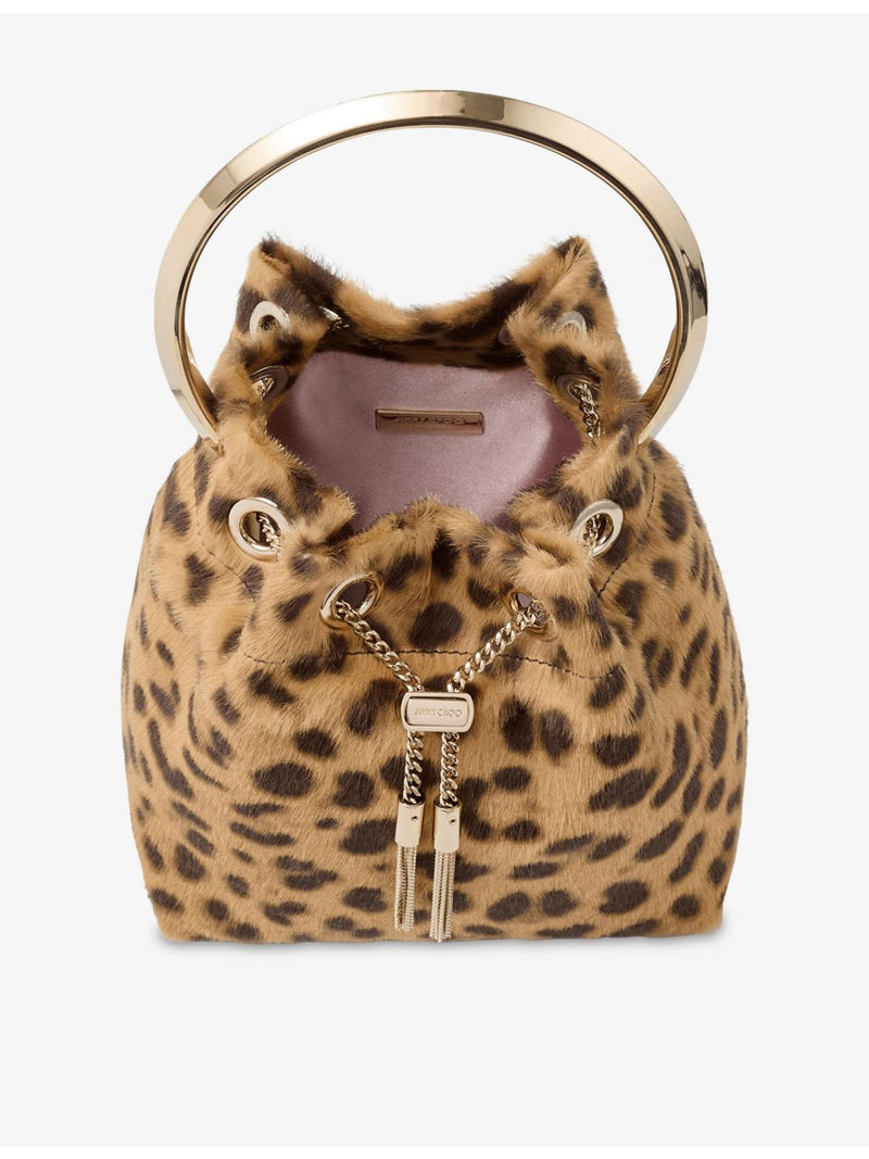 Jimmy Choo leopard print pony hair top-handle bag, imported from the UK