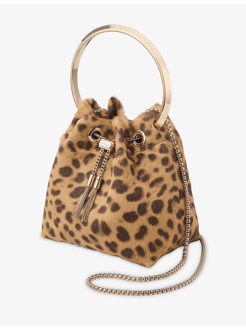 Jimmy Choo leopard print pony hair top-handle bag, imported from the UK