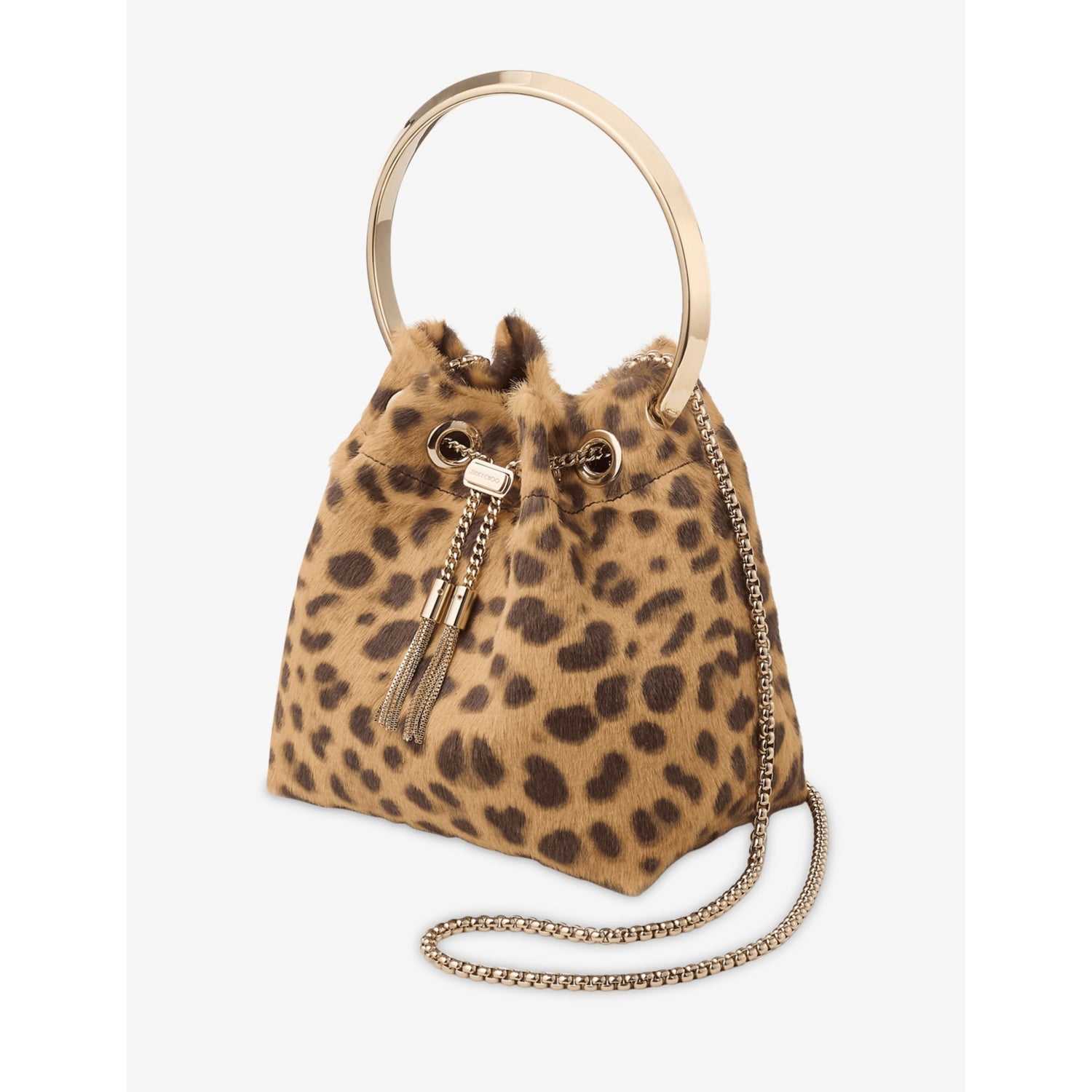 Jimmy Choo leopard print pony hair top-handle bag, imported from the UK