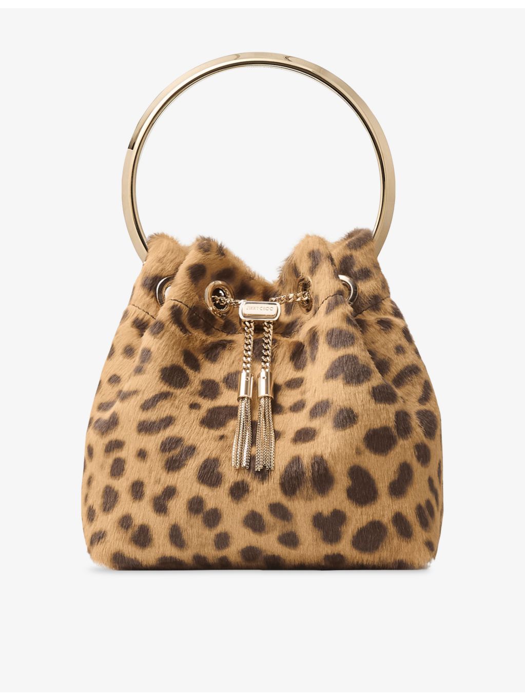 Jimmy Choo leopard print pony hair top-handle bag, imported from the UK