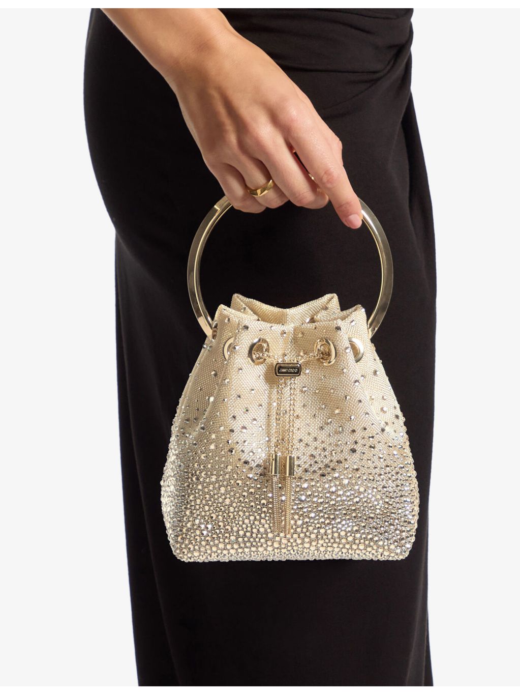 Jimmy Choo crystal mesh top-handle bag, imported from the UK