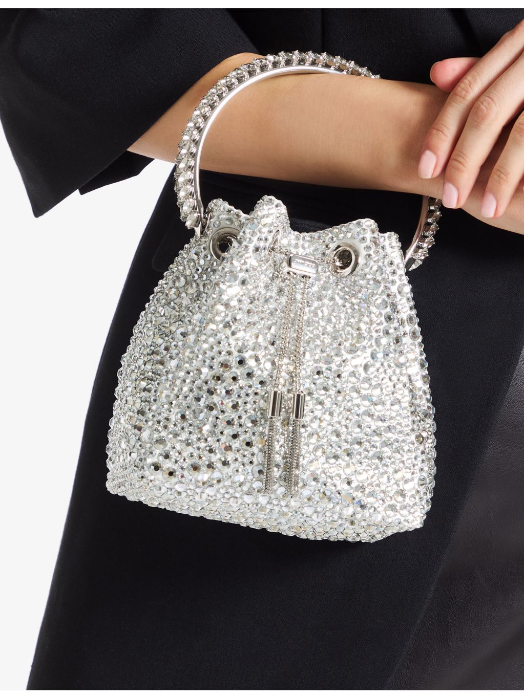 Jimmy Choo Bon Bon crystal-embellished satin handbag (British brand)