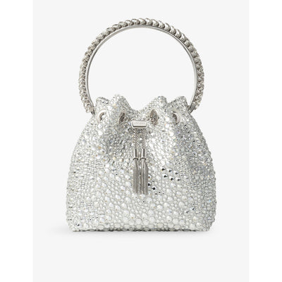 selfridges Jimmy Choo Bon Bon Crystal-Embellished Satin Handbag- Buy online at McGrocer