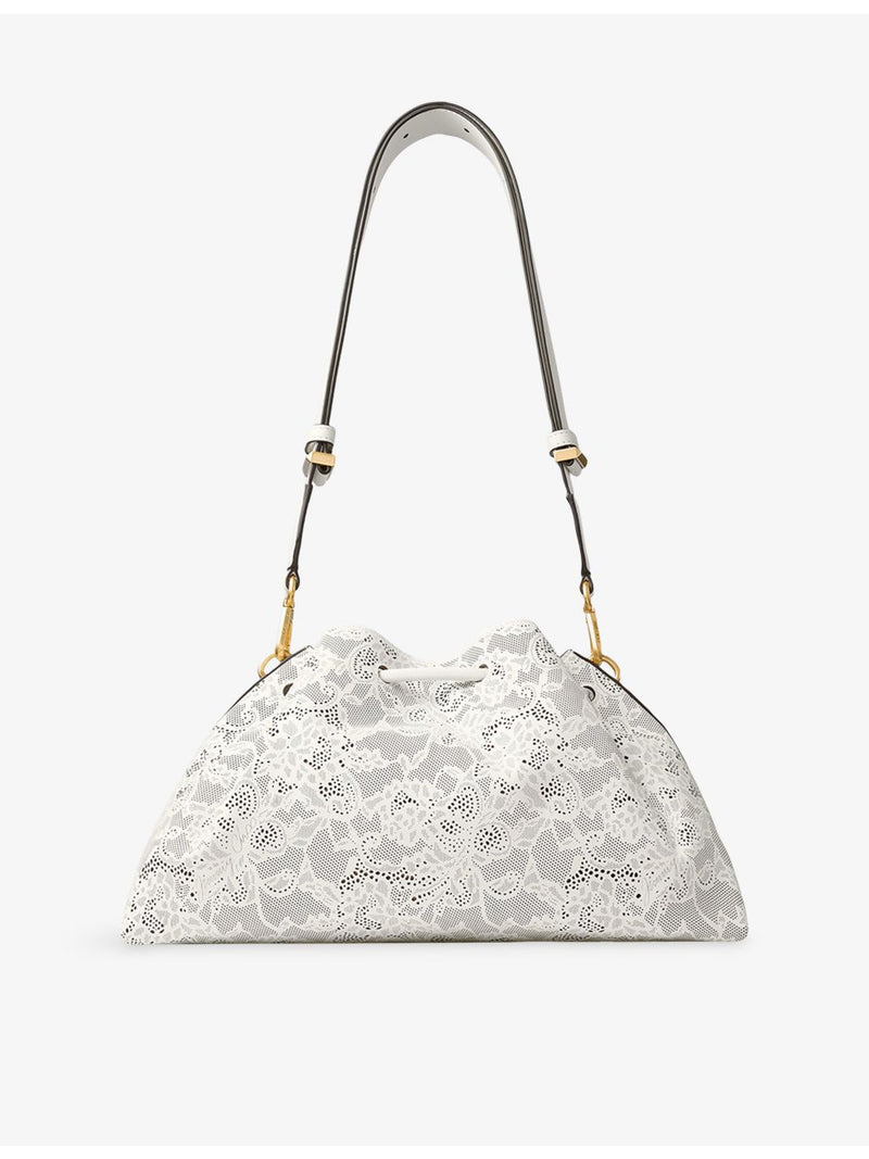 Jimmy Choo Cinch medium lace shoulder bag, floral pattern (British brand)