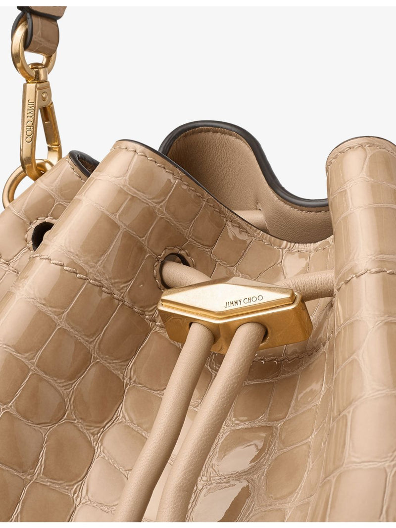 Jimmy Choo medium shiny croc-embossed leather handbag, UK version