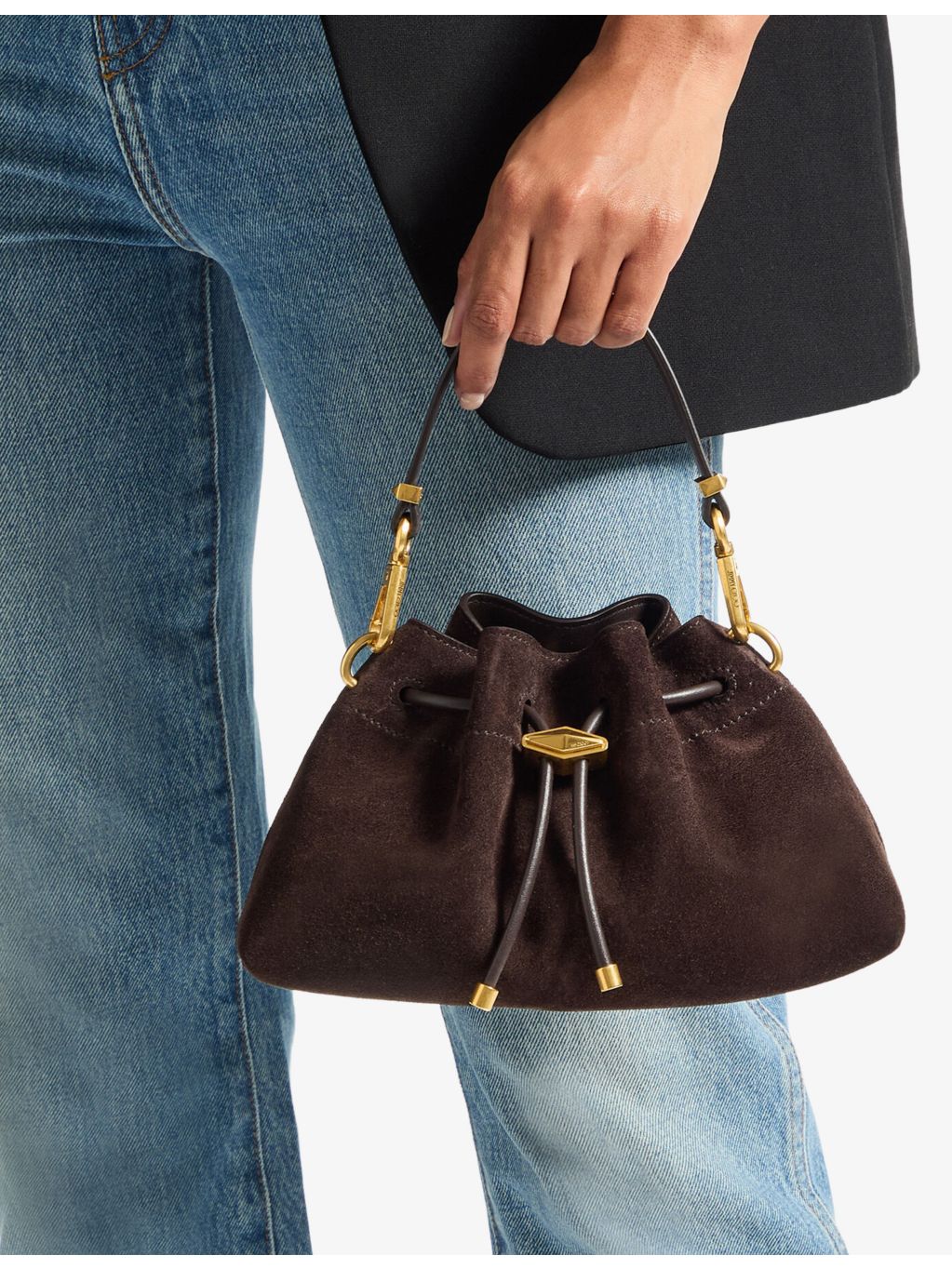Jimmy Choo Cinch small suede bucket bag - British product