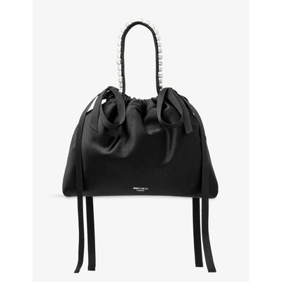 selfridges Jimmy Choo Drawstring Mini Top Handle Satin Shoulder Bag- Buy online at McGrocer